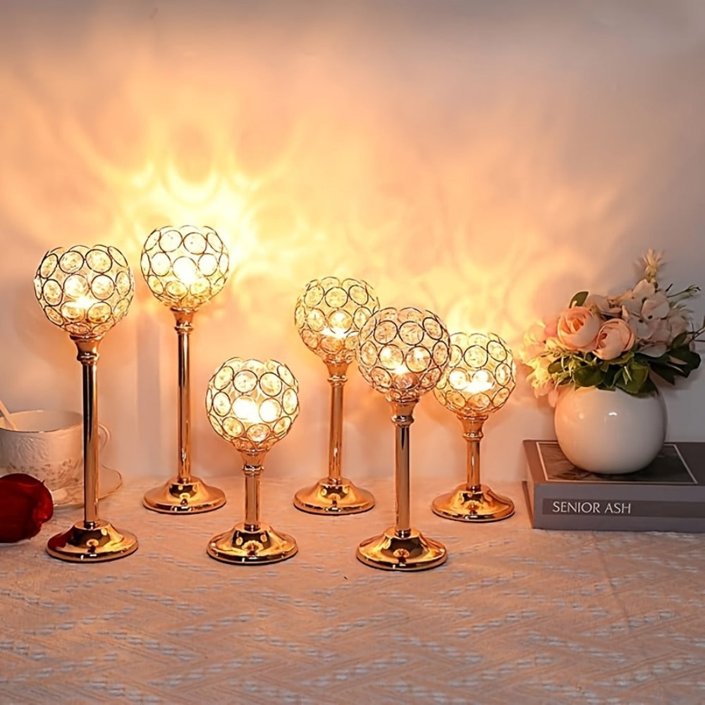 Crystal Candelabra Centerpiece ¨C Gold & Silver Taper Candle Holders for Wedding, Anniversary, Candlelit Dinner, Birthday & Party Table Decor, Home & Hotel Decoration, 3-Pack & 6-Pack (Candles Not Included)