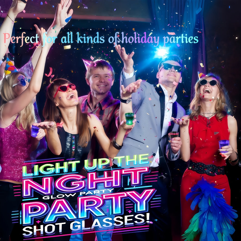 LED Light-Up Party Wine Glasses Set ¨C 12 or 15pcs Glowing Plastic Cups with Colorful LED Lights for Birthday, Bar, Wedding, Holiday & Sports Events