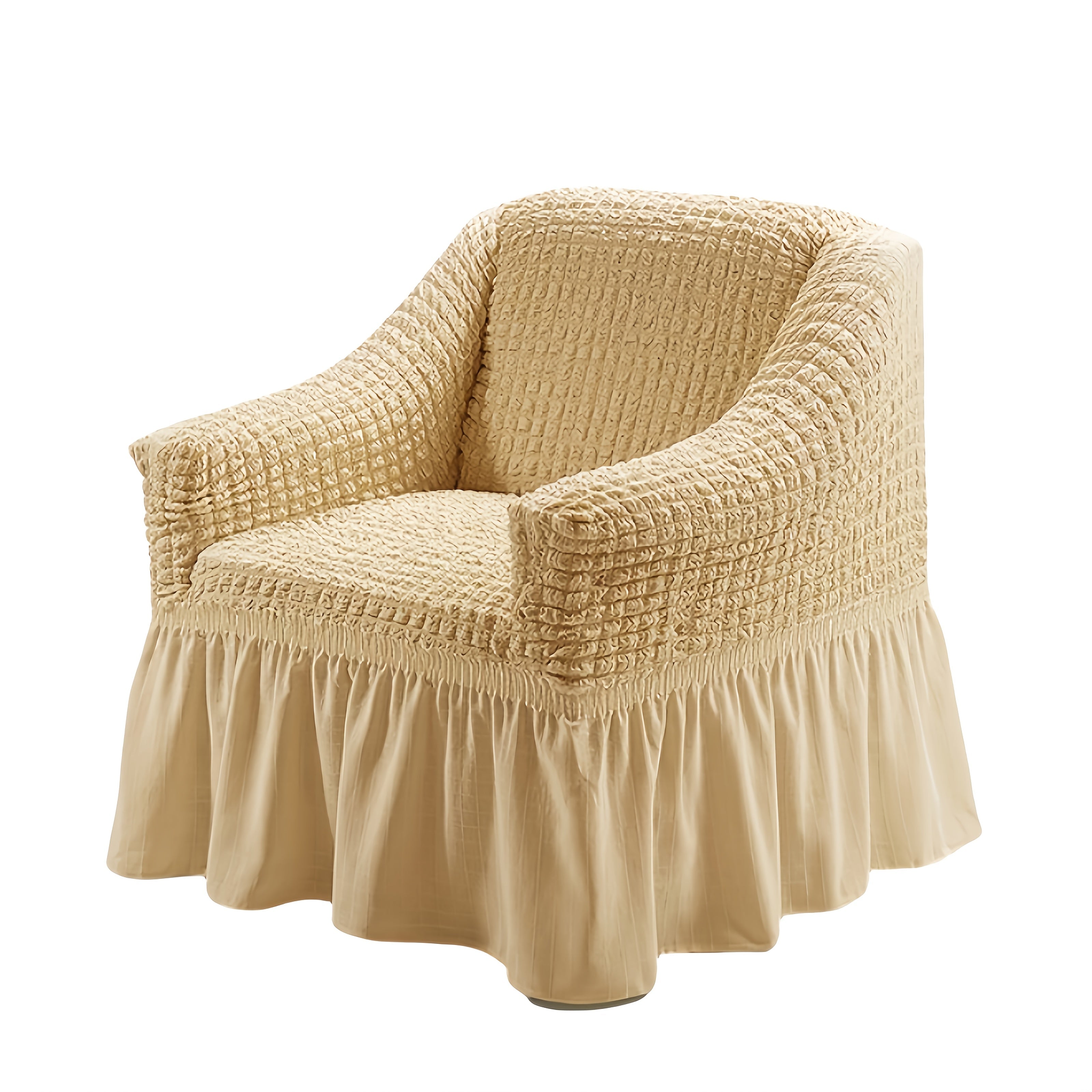 Stretch Seersucker Sofa Cover Solid Color Elastic Band Closure Machine Washable Slipcover for Armchair Loveseat 1 2 3 4 Seater - 8 Colors Home Wedding Decor