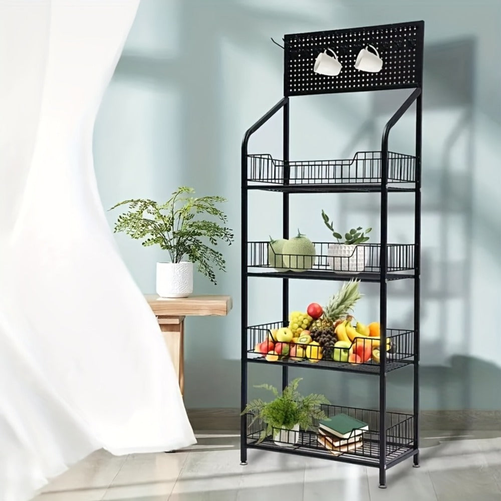 4-Tier Metal Display Rack with Wheels ¨C Rolling Floor Shelf for Kitchen, Store & Home Storage Organization