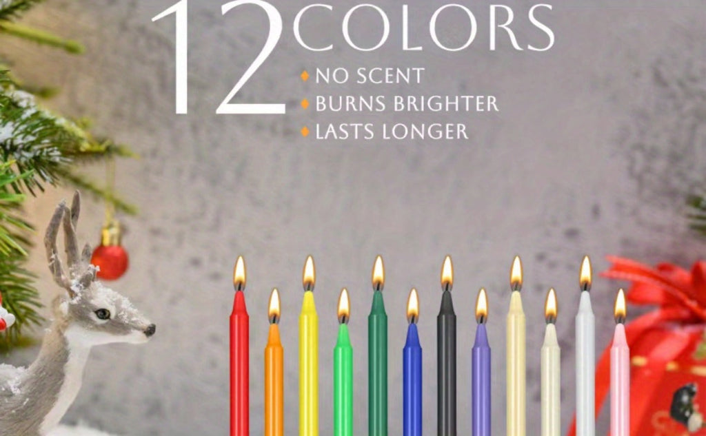 Colored Chime Candles Spell Candles Set Unscented Taper Candles 6.3in for Witchcraft Altar Ritual Meditation Prayer ¨C 12 Assorted Colors, Halloween Gothic Decor, Magic Candle Holder Compatible