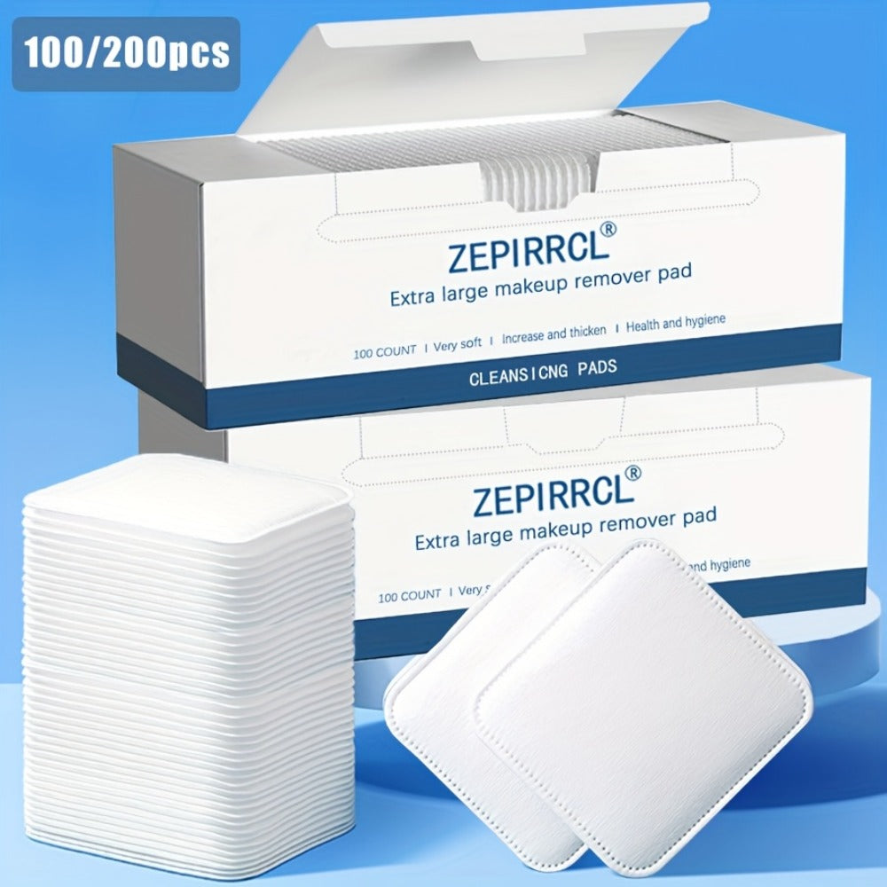 Makeup Remover Pads Disposable 100/200pcs ¨C 3-Layer Thickened Cotton Squares for Face Cleansing, Skincare & Nail Polish Removal, Soft Touch No Friction, 2.76x2.36 inch, Individually Boxed