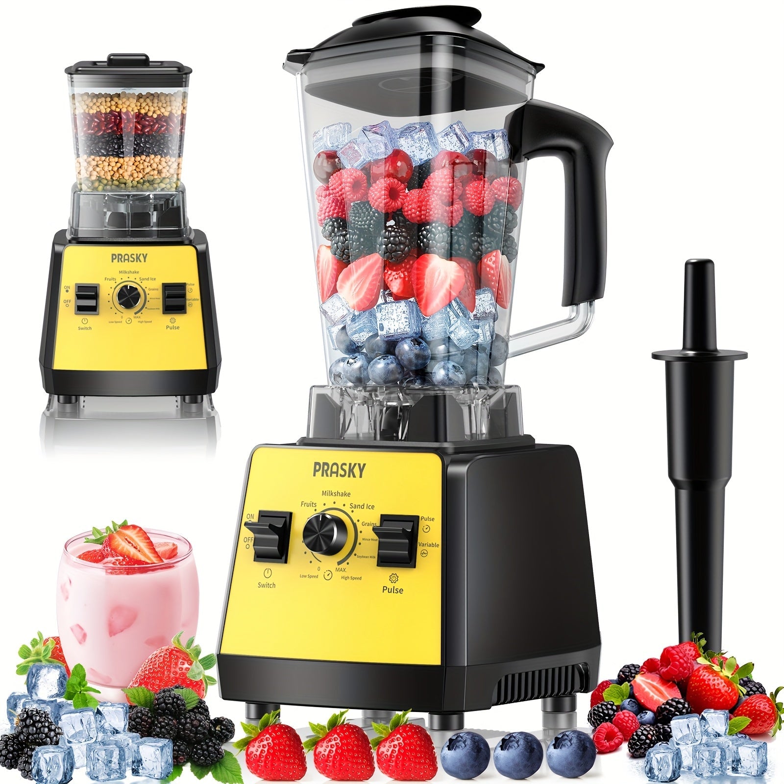 Professional Blender for Kitchen 68oz 25000RPM 2400W - Countertop Smoothie Blender with 2 Containers Stainless Steel Blade Variable Speed Pulse for Ice Frozen Fruit Juice Shakes 7 Colors
