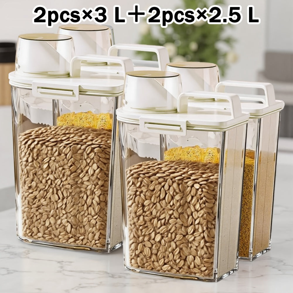 Airtight Food Storage Containers 2/4/6 Pack - BPA-Free 2.5L & 3L Plastic Pantry Bins with Lids, Measuring Cup, Leakproof Seal for Nuts, Flour, Rice, Kitchen Organizer