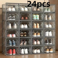 Transparent Stackable Shoe Boxes with Lid ¨C Foldable Clear Sneaker Storage Organizer (6/24pcs)