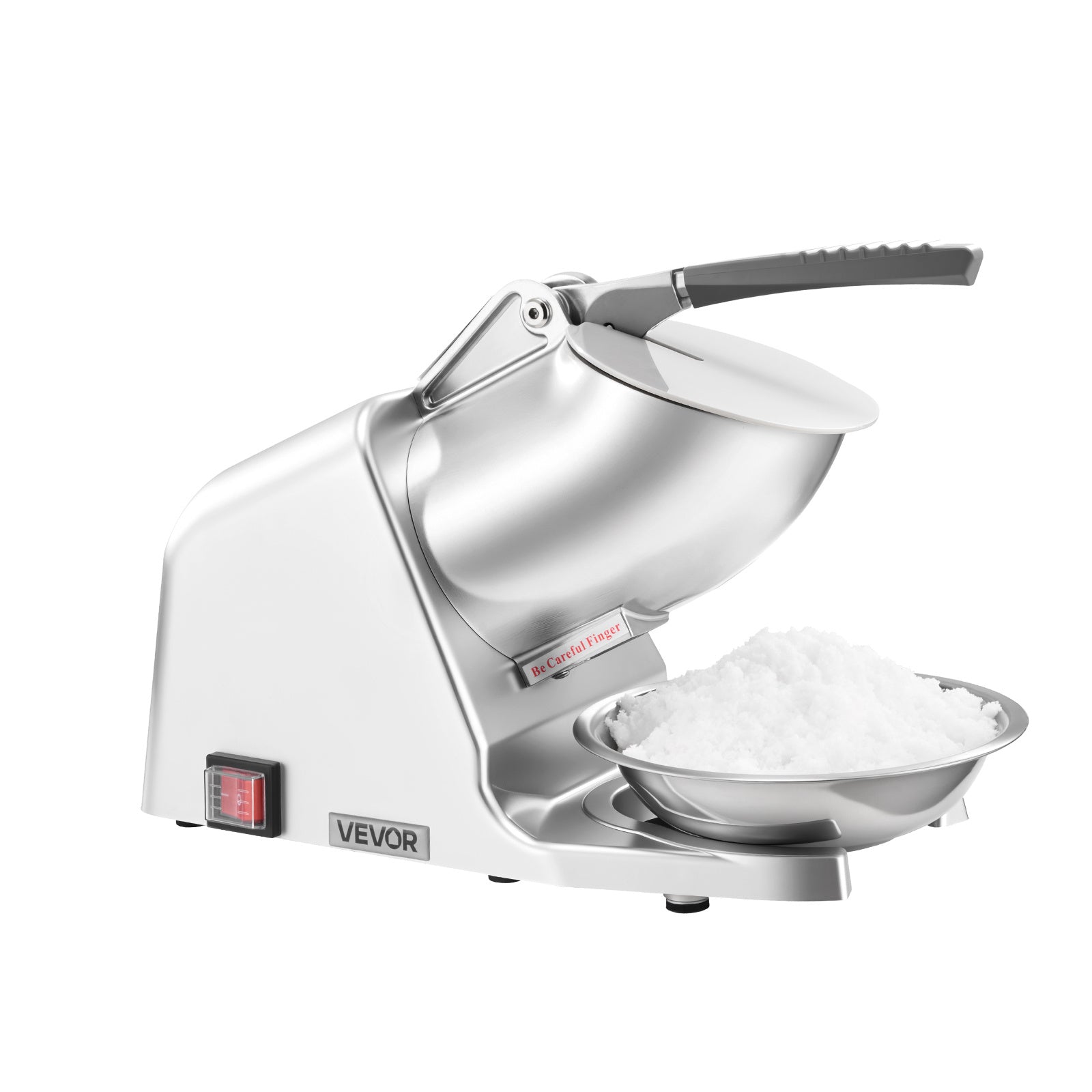 Electric Ice Crusher 300W Snow Cone Maker Shaved Ice Machine 286 lbs/h 4 Stainless Steel Blades Anti-Splash One-Touch Operation for Home Bar Office Dorm