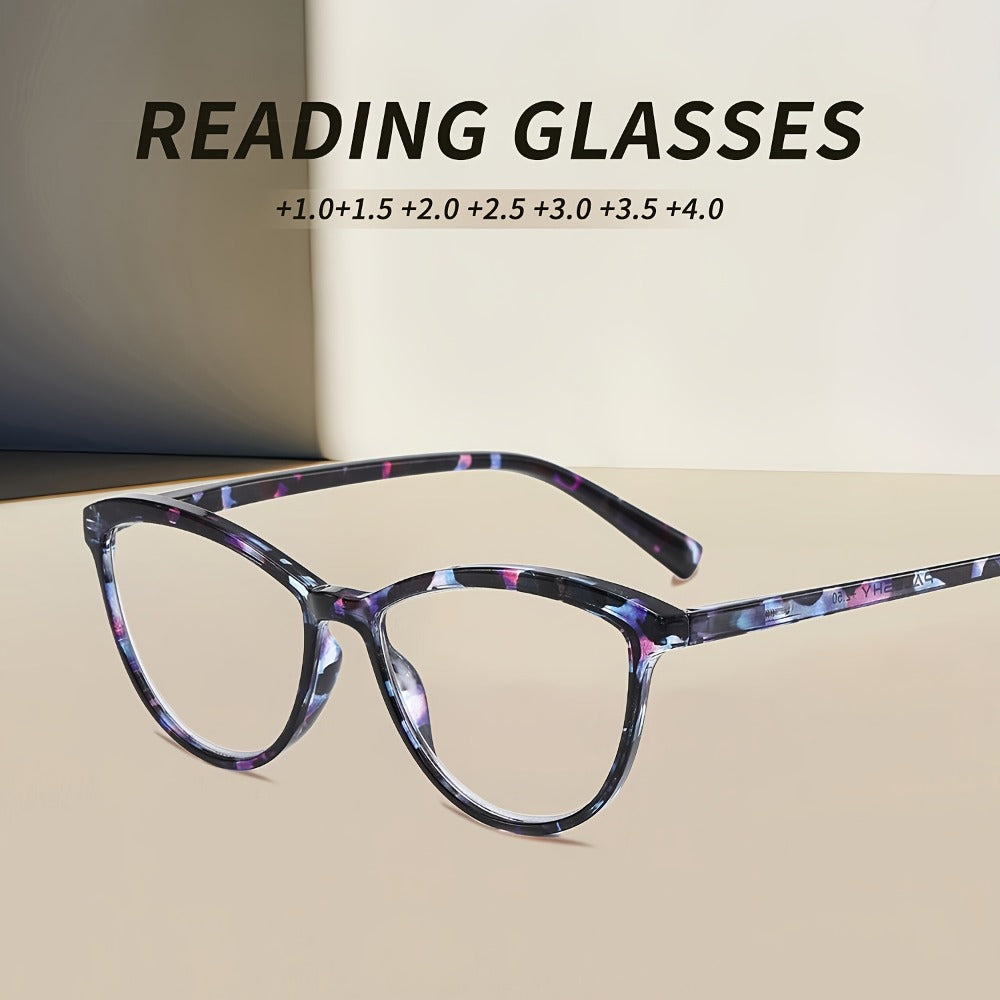 Reading Glasses for Women 6 Pack Cat Eye Anti Blue Light ¨C Flower Wrapped Design, Spring Hinges, Lightweight Anti-Glare Frames in Various Colors for Computer Reading, Parties, Travel and Gifts
