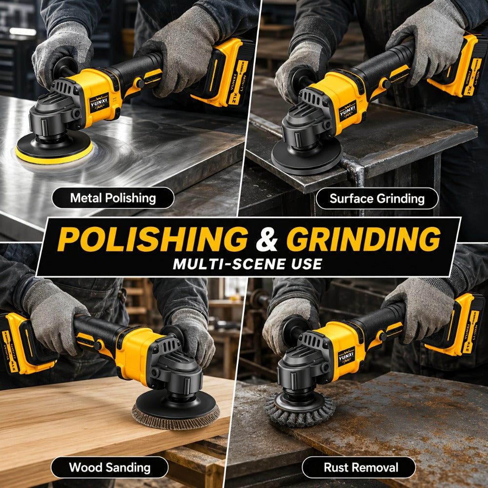 Cordless Angle Grinder - Rechargeable Polishing Machine with Lithium-Ion Battery, Fast Charger & Complete Accessories Kit, Variable Speed for Cutting, Grinding, Polishing & Sanding, Multi-Use Power Tool