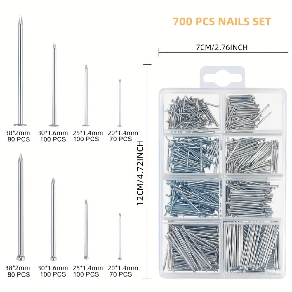 Claw Hammer & 700-Piece Nail Kit ¨C 8oz or 16oz Forged Steel Magnetic Hammer with Galvanized Picture Hanging & Finishing Nails, Home Repair & DIY Wall Hanging Tool Set