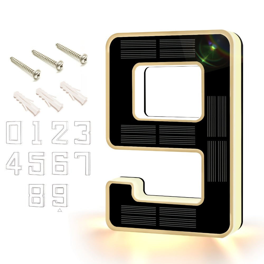 LED Solar House Number Light 6.7 Inch Wall Mounted ¨C Smart Sensor Illuminated Address Number for Home Decor, No Wiring Energy-Saving Solar Powered Outdoor Light