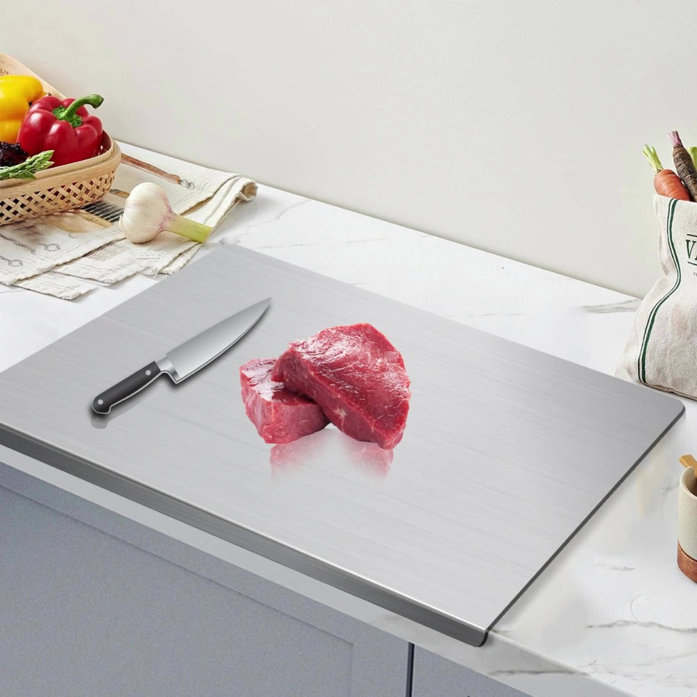Stainless Steel Cutting Board Large Extra Thick 304 Food Grade Metal Chopping Board Non-Slip Butcher Block for Kitchen Meat Vegetables Fruits with Juice Groove