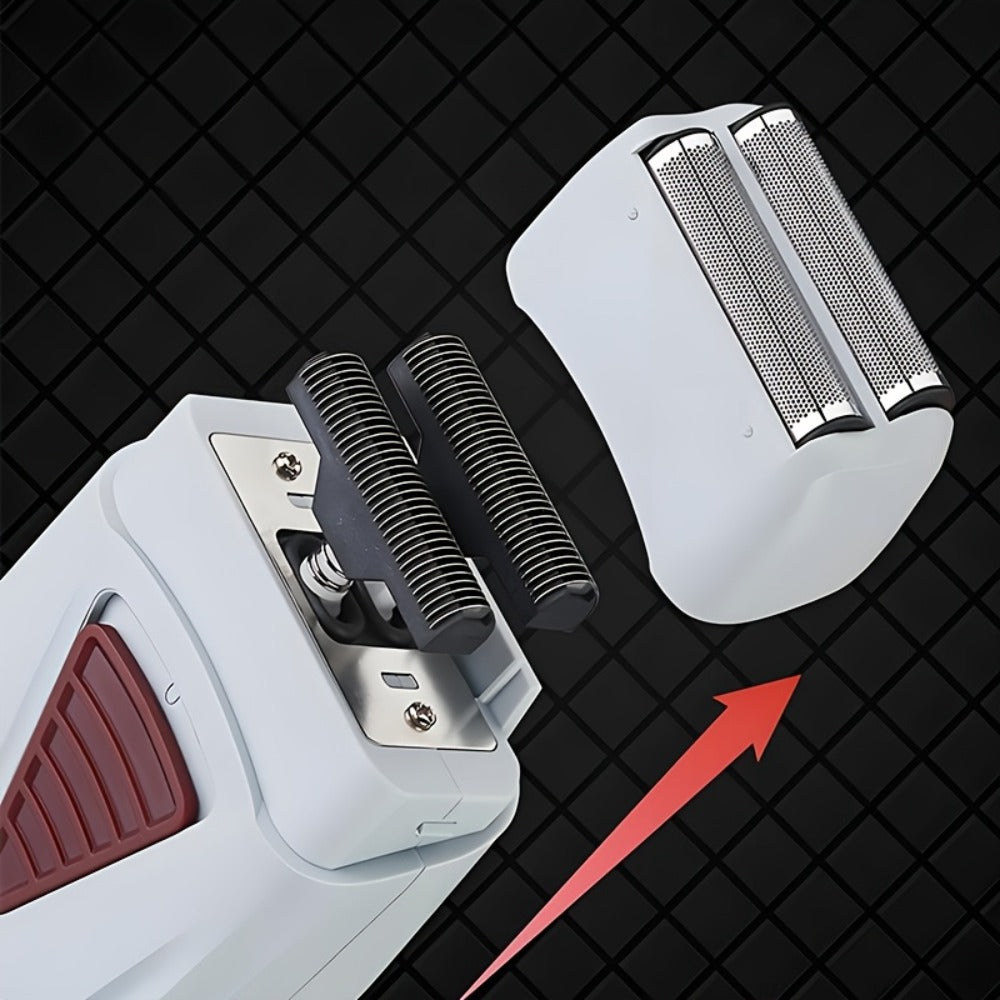 Electric Shaver for Men USB Rechargeable Portable Dual Head Razor Stainless Steel Blades 60 Min Runtime Beard Grooming Travel Shaver
