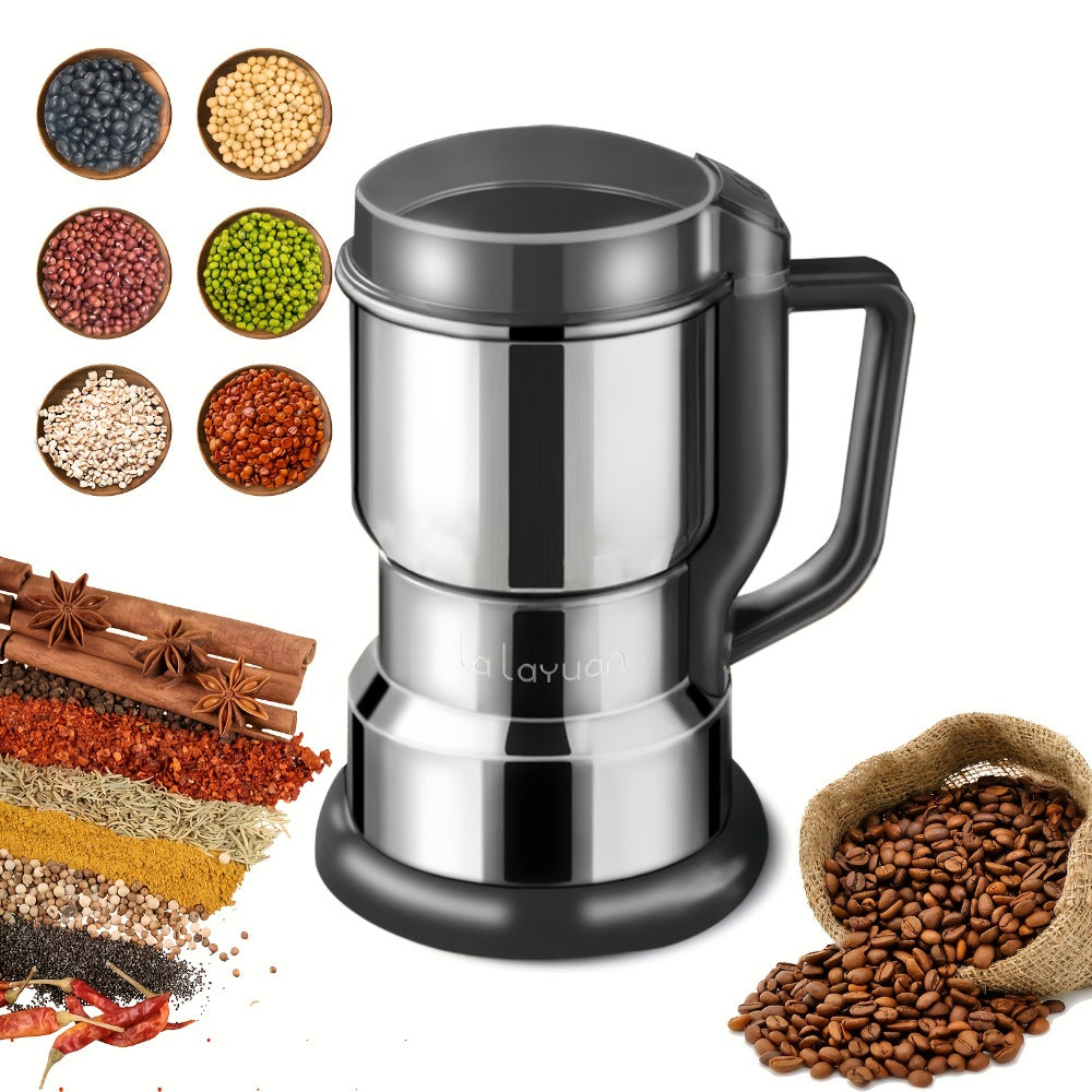 Coffee Bean Grinder 300W 8-Blade Stainless Steel 400g 14oz Large Capacity Up to 36 Cups 10-Second Fast Grinding Spice Grain Nut Dry Food Processor One-Touch Button