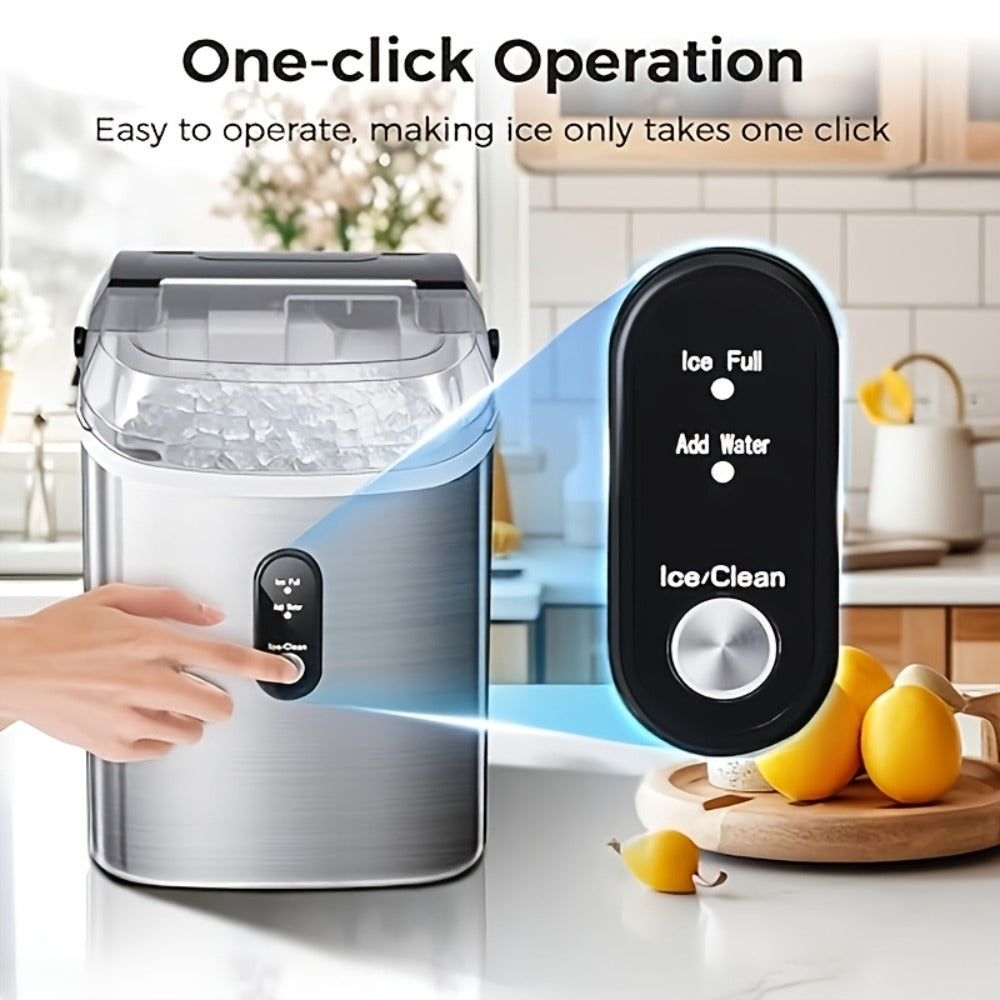Stainless Steel Ice Maker Countertop ¨C 35 Lbs Soft Chewable Nugget Ice or 26 Lbs Bullet Ice, Pebble Portable Ice Machine for Home, Kitchen, Office, Party, RV & Camping