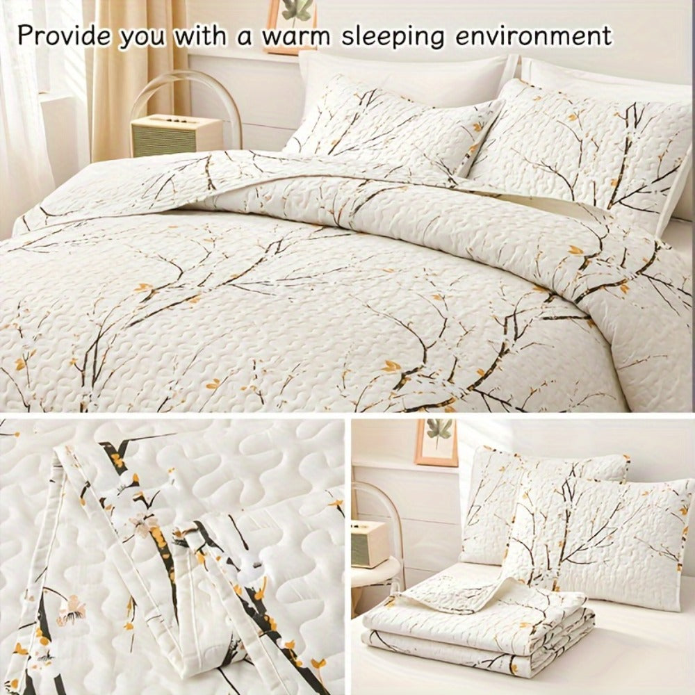 Reversible Floral Comforter Quilt Set ¨C Soft Microfiber Botanical Bedding, Twin Full Queen King, All Seasons ¨C White, Blue, Pink & More