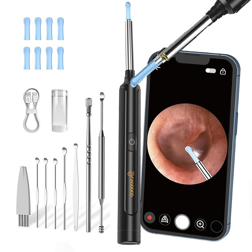 Wireless Ear Camera Ear Wax Removal Kit 1080P HD 6-LED ¨C App-Controlled Visual Ear Cleaner for Adults and Pets, Compatible with All Smartphones, Multiple Cleaning Heads, Portable Ear Scoop Tool