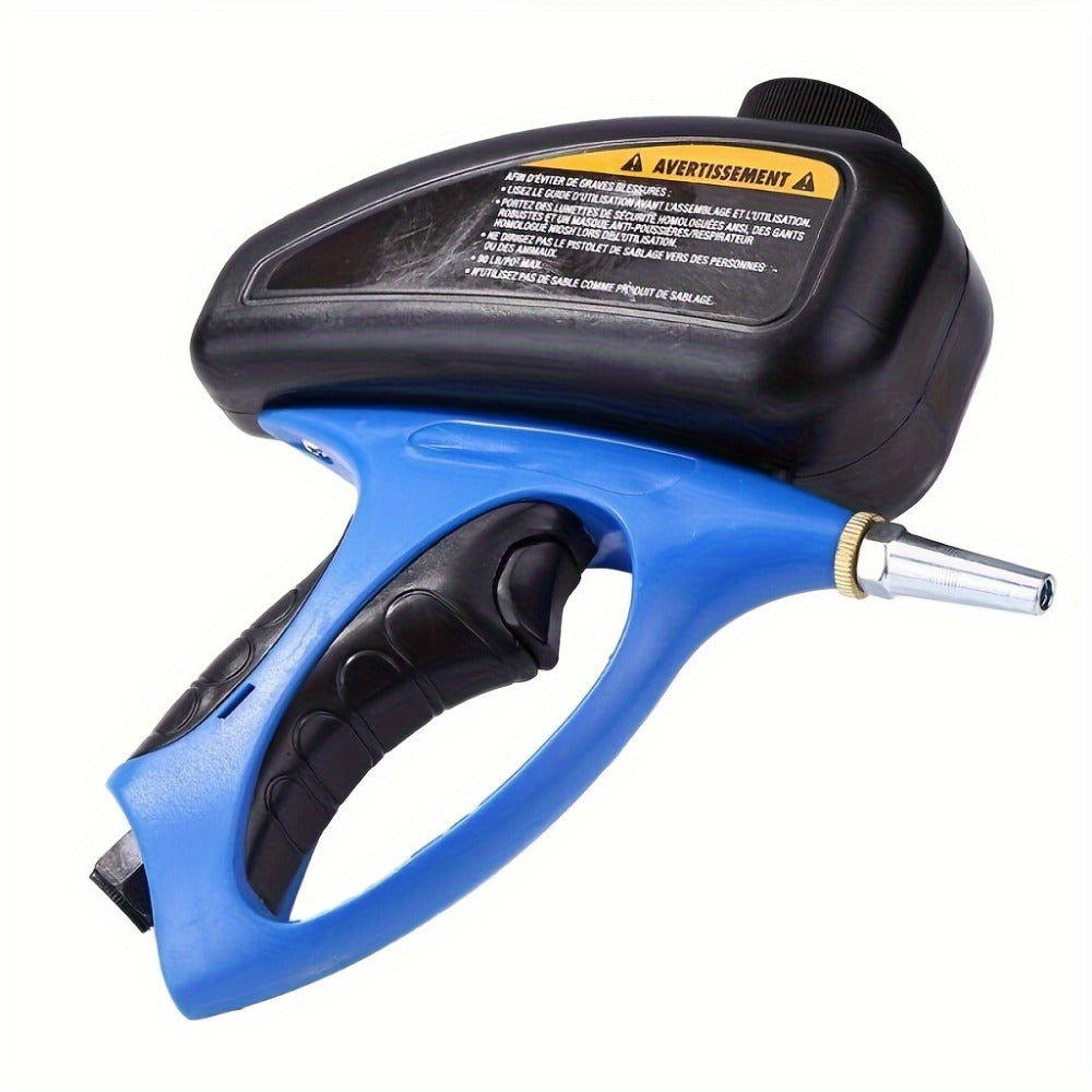 Sandblaster Gun for Air Compressor Pneumatic Abrasive Blasting ¨C 90 PSI Max, 500ml Tank, Small Nozzle, for Metal Rust Removal, Glass Etching, Polishing & Auto Repair ¨C Blue, Red & Yellow