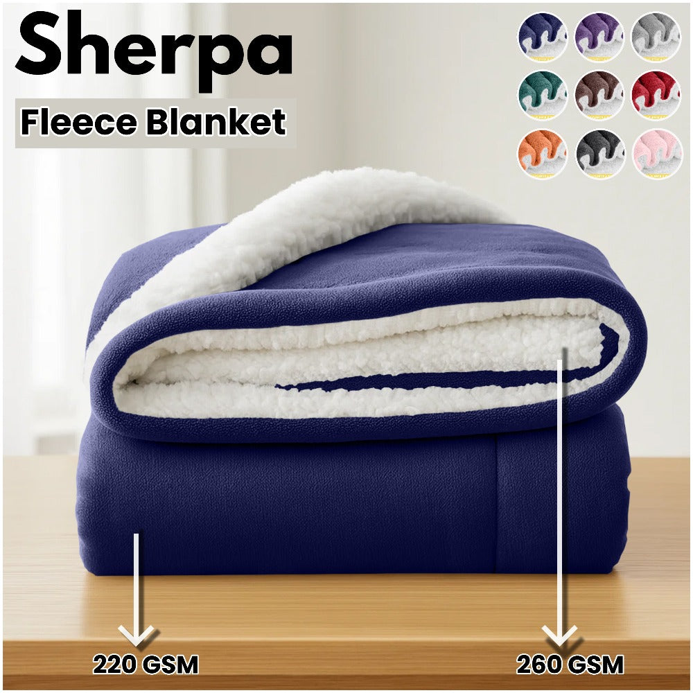 Sherpa Flannel Blanket ¨C Double-Layer Ultra Soft Warm Throw for Bed, Sofa & Bedroom Decor, Better Sleep, 14 Colors, 3 Sizes