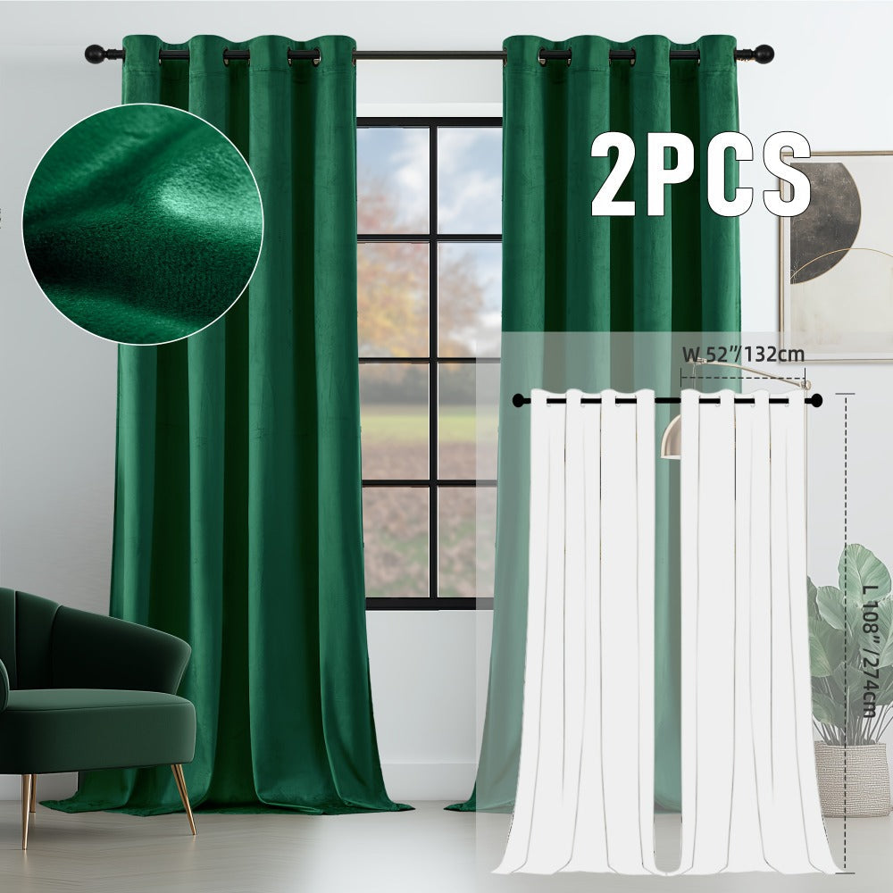 Velvet Room Darkening Curtains 2 Panels | Grommet Top Thermal Insulated Soundproof Blackout Curtains for Living Room Bedroom, Soft Solid Color Vintage Window Drapes