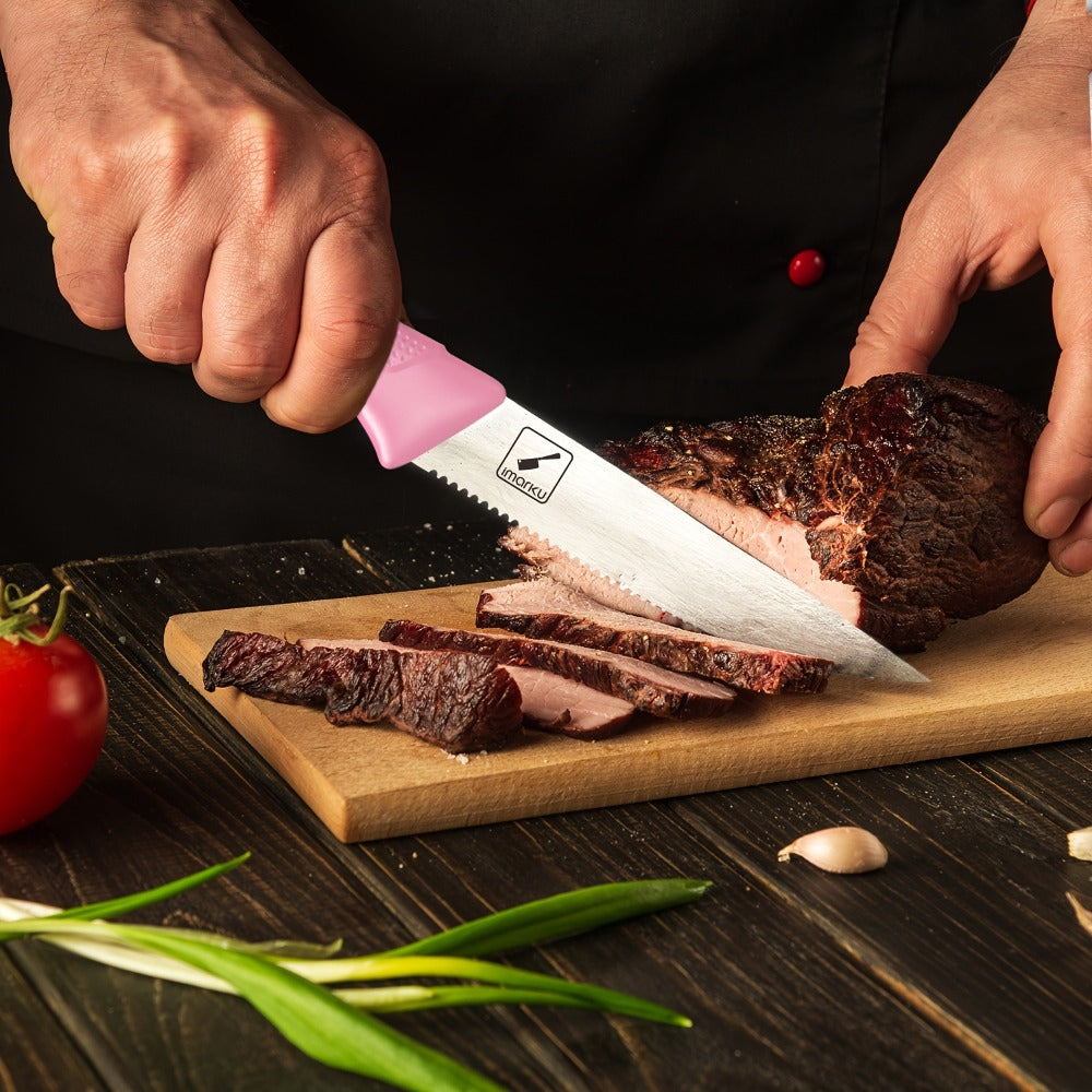 Knife Block Set 14 Piece Pink ¨C Japanese Stainless Steel Kitchen Knife Set with Built-in Sharpener, Non-Slip Ergonomic Handles, Dishwasher Safe, Perfect Holiday & Housewarming Gift for Women