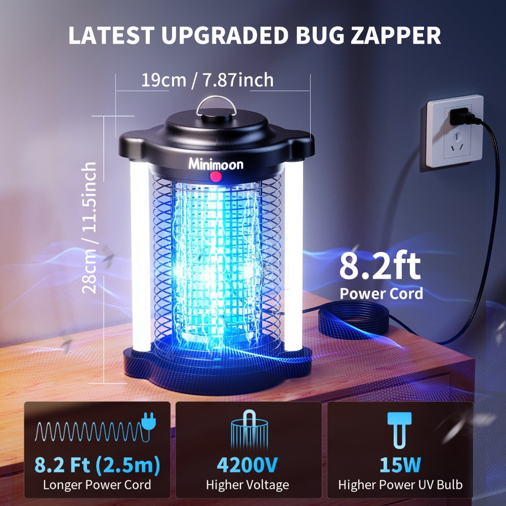 Plug-In Bug Zapper with Dual LED ¨C 110V Electric Fly Killer & Mosquito Trap, Instant Kill for Mosquitoes, Flies & Cockroaches, with Bug Collector Tray, for Home, Office & Commercial Use (HK-5)