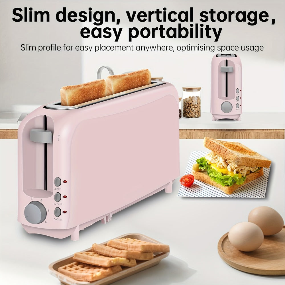 Slim Toaster 2-Slice ¨C SEEDEEM 6-Setting Shade Control, Cancel, Reheat & Defrost, Removable Crumb Tray, 750W Compact Fits-Anywhere Design for Bread, Waffles & Bagels, 6 Colors Available