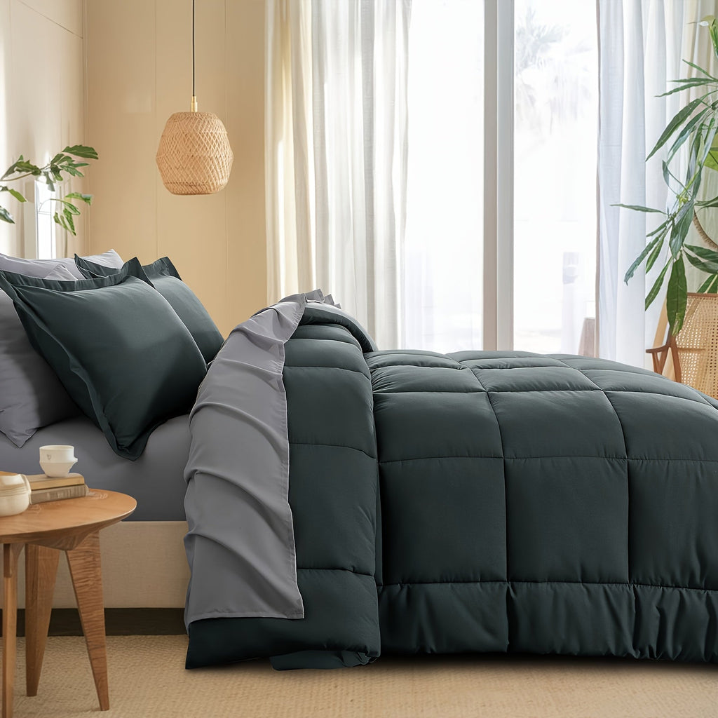 7 Piece Comforter Set Luxury Soft Fluffy Bedding All Season Bed in a Bag with Comforter Fitted Sheet Flat Sheet Pillowcases Hypoallergenic Breathable Easy Care Queen King Twin XL Full