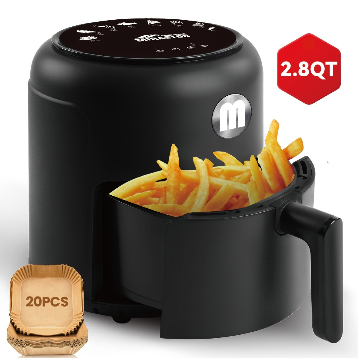 Air Fryer Smart Touch Screen ¨C 2.8QT & 6.5QT with Color Icons, Viewable Window, 8 Preset Recipes & Manual Adjustments, Dishwasher-Safe Basket for Family Meals & Party Cooking