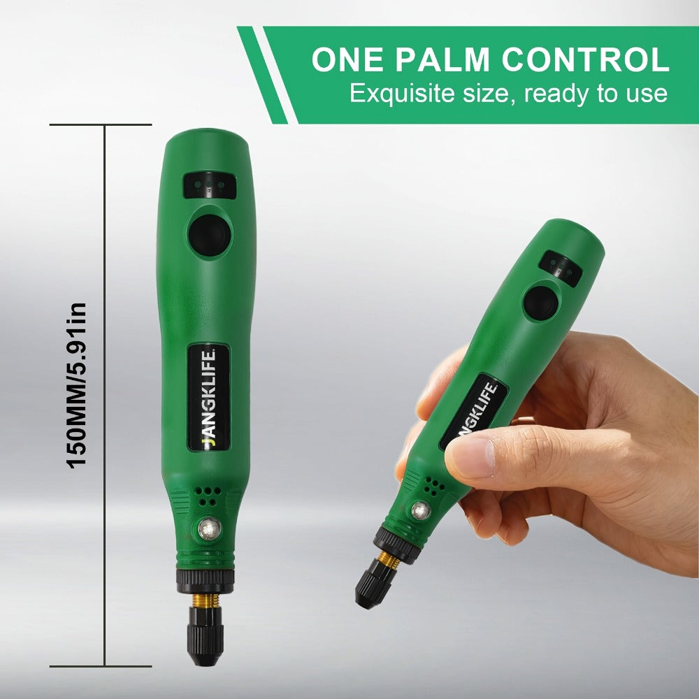 Mini Cordless Rotary Tool Kit - USB Rechargeable Li-Ion Battery, 3-Speed 5000-15000RPM, Multi-Purpose Power Tool with Accessories for Grinding, Sanding, Carving, Polishing & DIY Creations (Black/Green/Red)