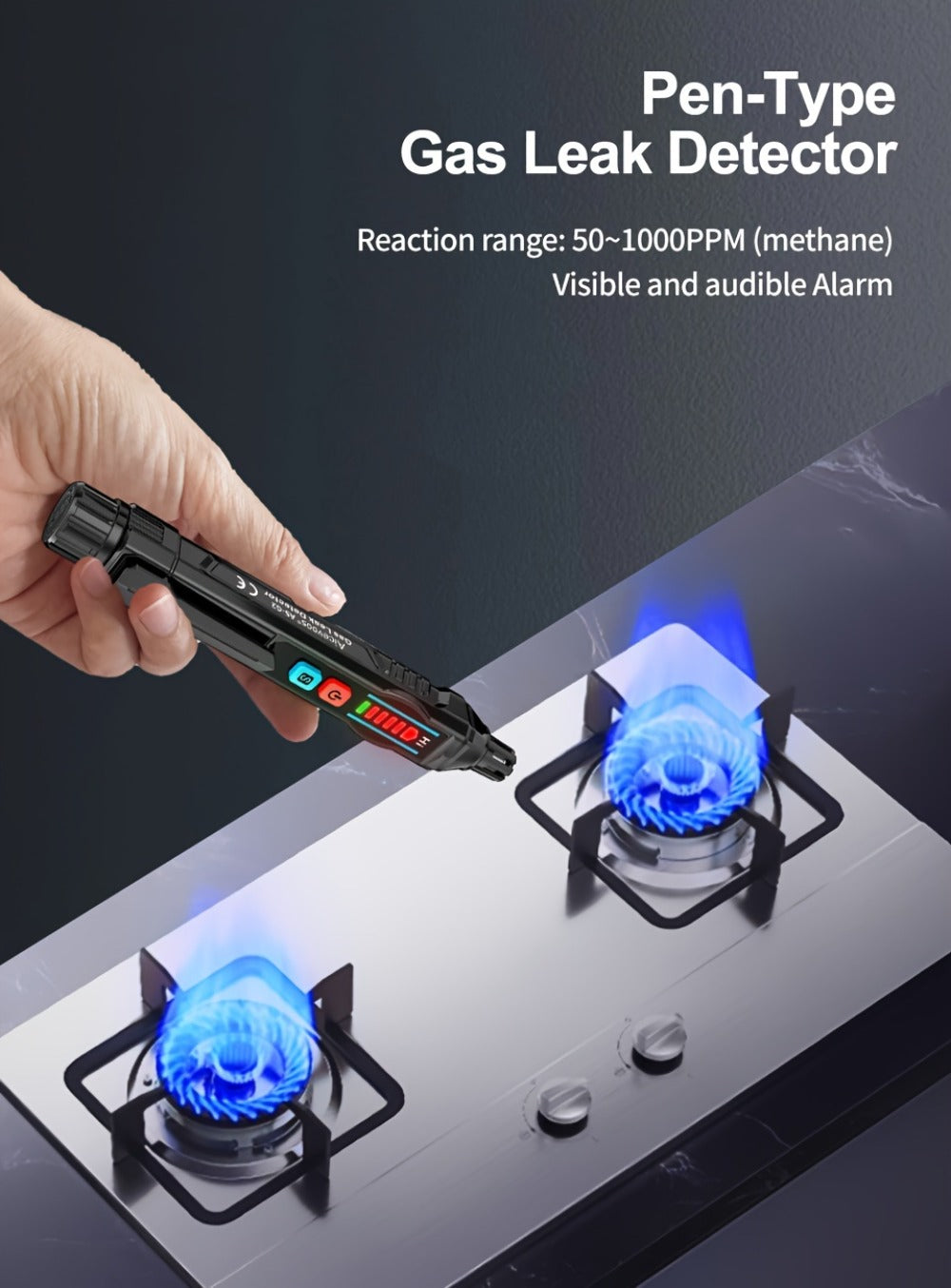Combustible Gas Leak Detector - High Sensitivity Natural Gas & Methane Alarm with Audible & Visual Alert for Home & Industrial Safety
