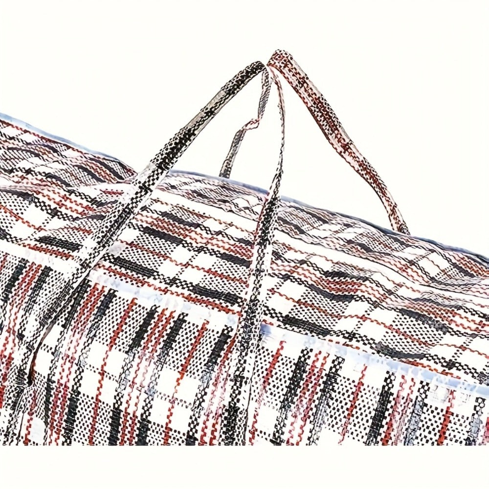 Large Moving Storage Bags 3 Pack Heavy Duty Reusable Zipper Organizer Bags for Clothes Bedding Blankets, High Capacity Checkered Fabric Bags for Home Moving Closet Organization Holiday Decor Storage