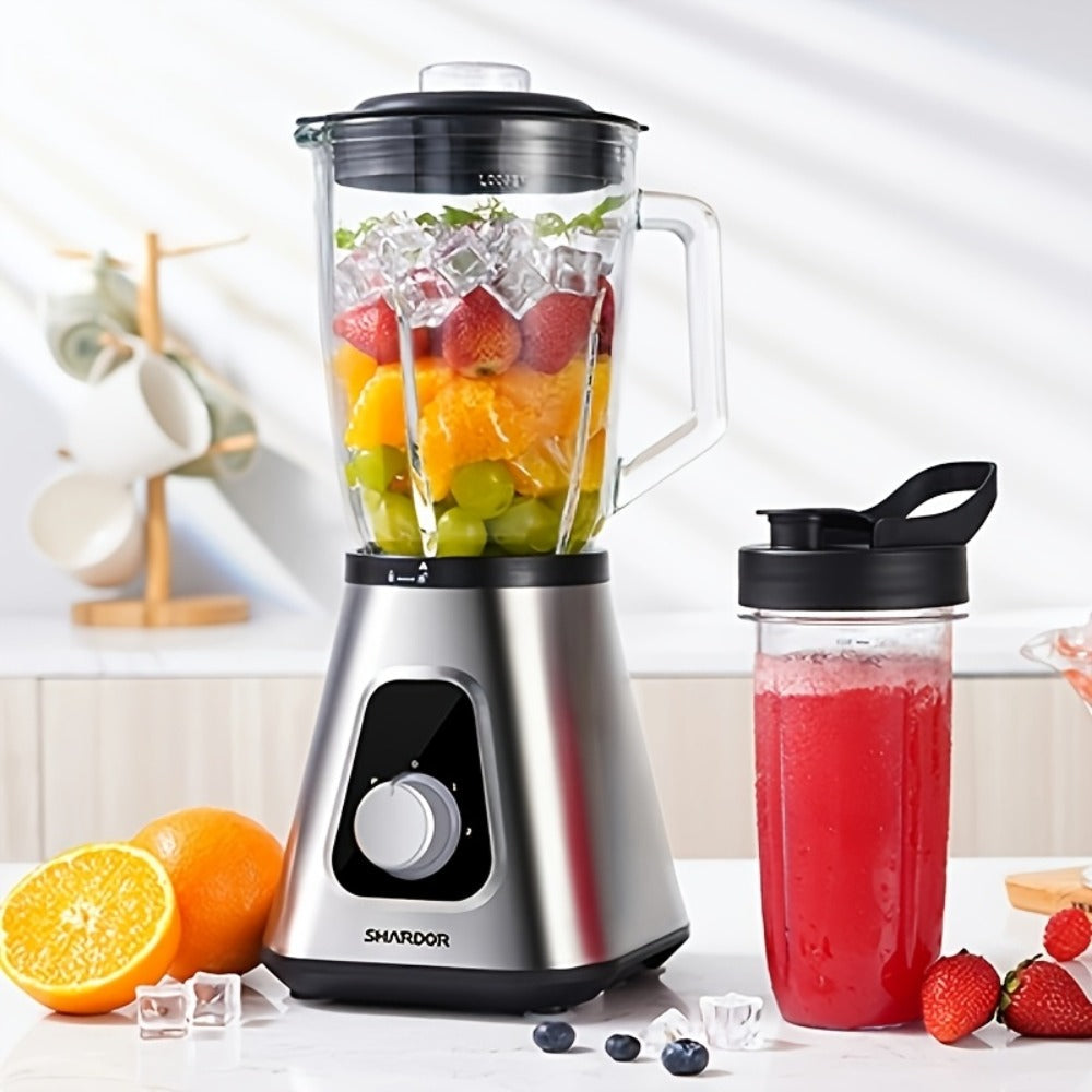 Blender 1200W Smoothie Maker & Milkshake Machine | 52oz Countertop + 22oz Personal Blender Set | 3 Speed Settings | Frozen Fruit Beverages Sauces | High Capacity Kitchen Blender Silver