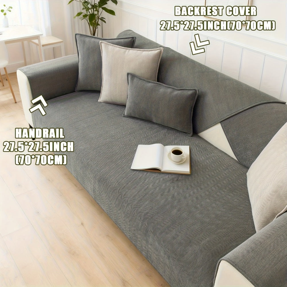Chenille Ribbed Sofa Cover - Pet Friendly Non-Slip Machine Washable Soft Stretch Slipcover for 1-4 Seater Sectional Sofa Living Room Bedroom Office, 9 Colors