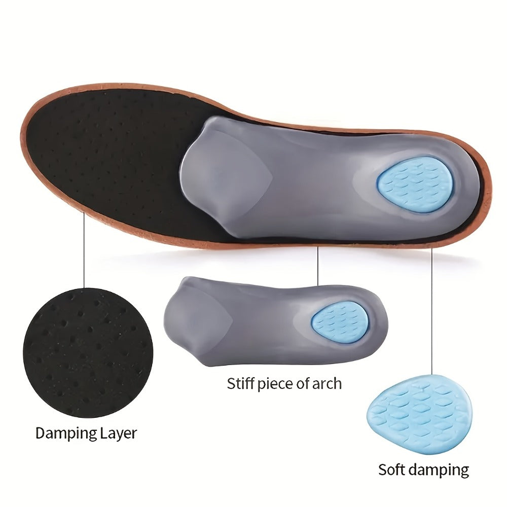 Leather Arch Support Insoles for Men & Women ¨C Cushioned Latex Orthotic Shoe Inserts with Nylon Support for All-Day Comfort and Pain Relief