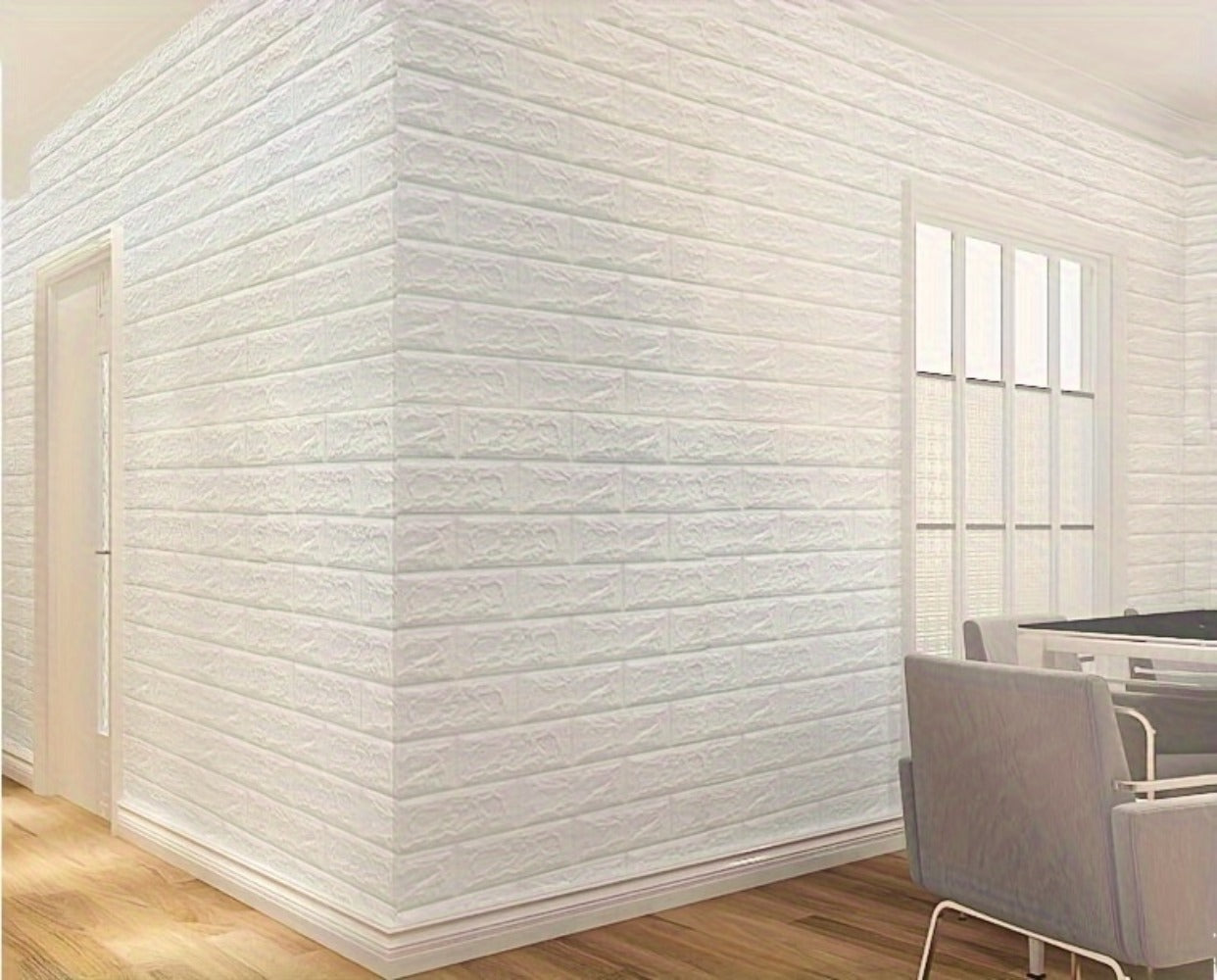 3D Foam Brick Wall Stickers 100pcs Self Adhesive Waterproof Peel and Stick Wallpaper Panels for Bedroom Living Room Bathroom Kitchen Home Decor White