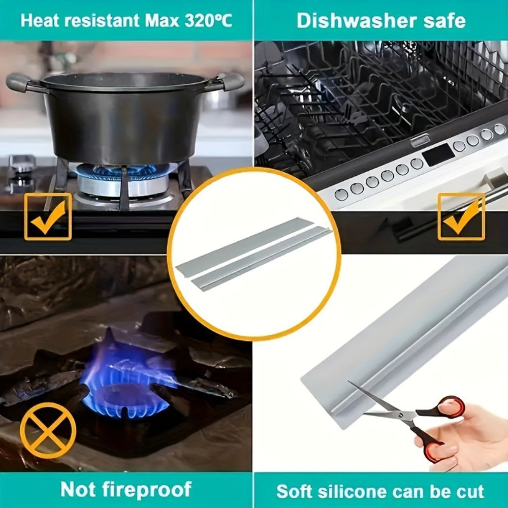 Silicone Gap Sealing Strip Kitchen Waterproof Anti-Fouling Self-Adhesive Counter Caulk Tape ¨C High Temperature Resistant, Flexible Sink Stove Bathtub Gap Filler Strip, Black White Grey, 5-Pack & Single