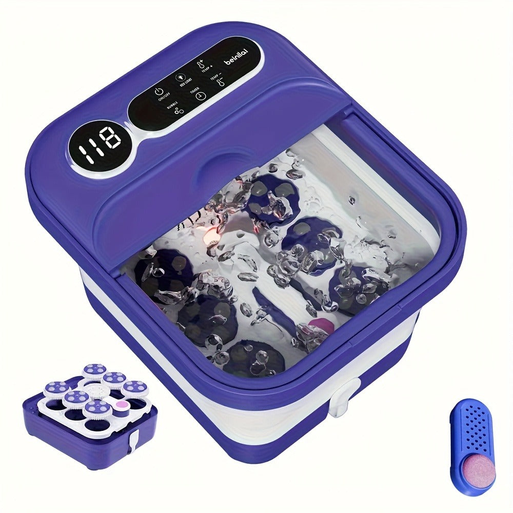 Foot Spa Bath Massager with Heat and Bubbles ¨C Foldable Electric Foot Soak Tub with Automatic Heating, Bubble Massage, Relaxation Therapy for Home Use