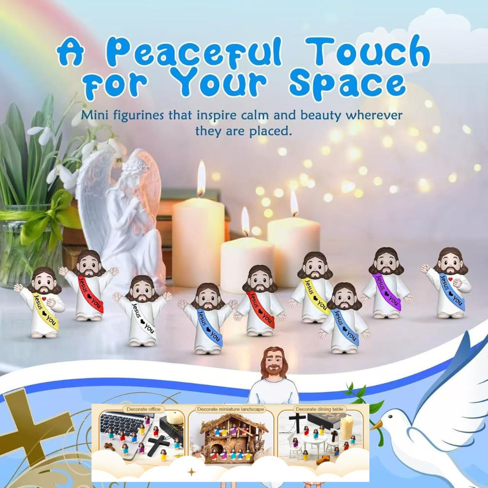 100pcs Mini Jesus Statue Party Favors - Religious Baptism First Communion VBS Crafts Gift Random Color
