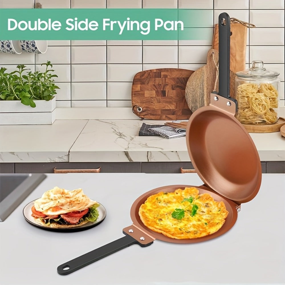 Double-Sided Non-Stick Omelette Pan ¨C Reversible Flip Skillet for Fluffy Pancakes, Omelets & Italian Omelettes | Dishwasher Safe, Indoor & Outdoor Cooking, Camping Kitchen Essentials