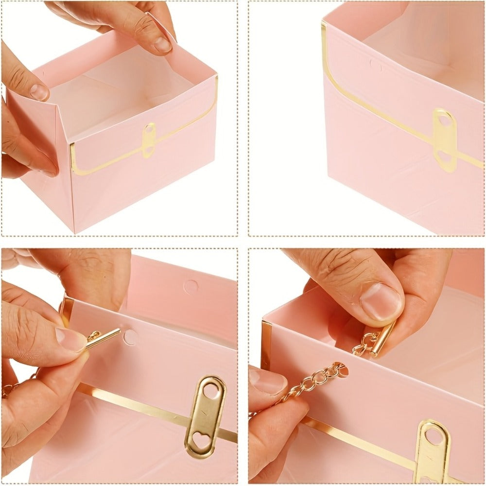 Paper Flower Bouquet Gift Bags with Metal Chain Handle Bulk ¨C 12/24/36/48 Pcs Tote Bags for Wedding Party Birthday Florist Graduation Holiday Colorful Gift Wrapping