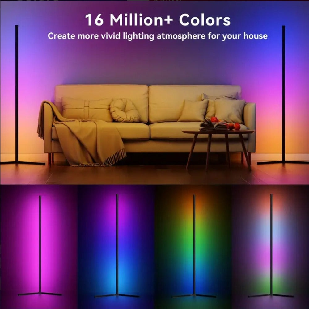 RGB Smart Floor Lamp 56 Inch ¨C 16 Million DIY Color Changing with App & Remote Control, Music Sync, 4 Modes, USB Powered for Game Room, Christmas & Halloween Decor (1, 2 or 4 Pack)