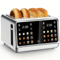 4-Slice Digital Smart Toaster with Touchscreen | Dual Control Panel, Single Slot Toasting, Timer, Reheat & Defrost Functions for Bagels, Bread & Waffles ¨C Stainless Steel Kitchen Essential