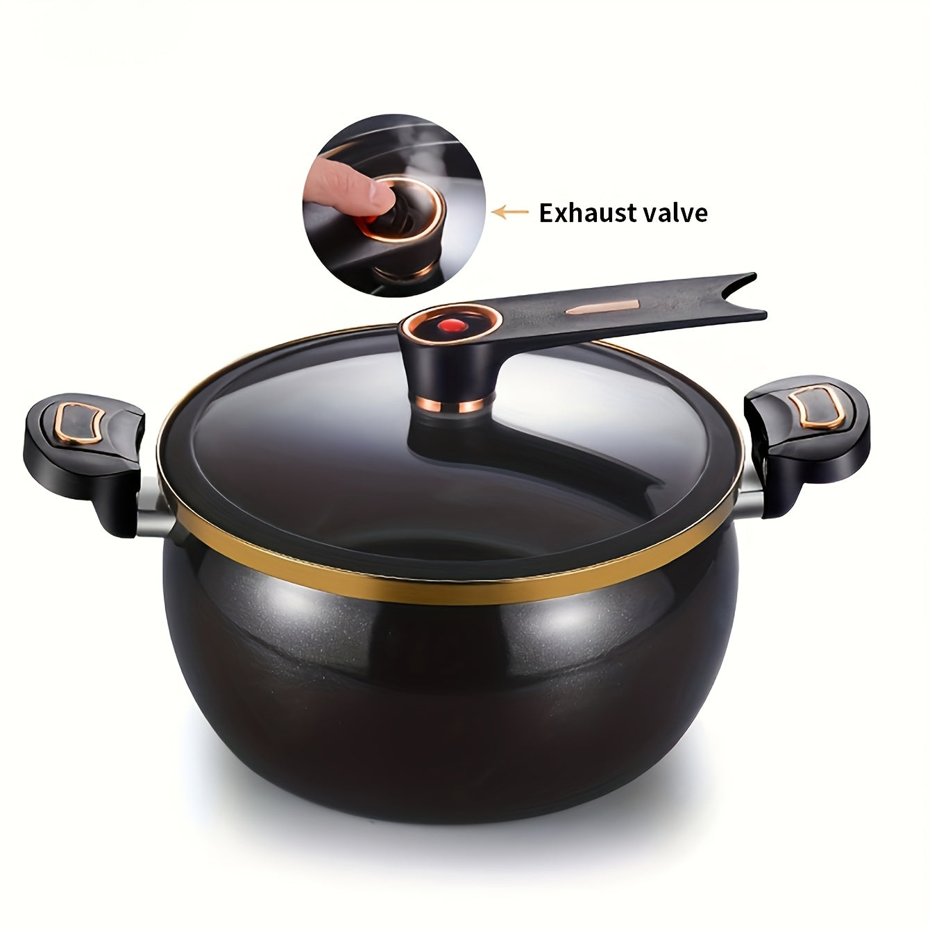 8.45QT Non-Stick Ceramic Stockpot with Twist Lock Handle - Induction & Gas Compatible, Cast Iron, Home & Restaurant