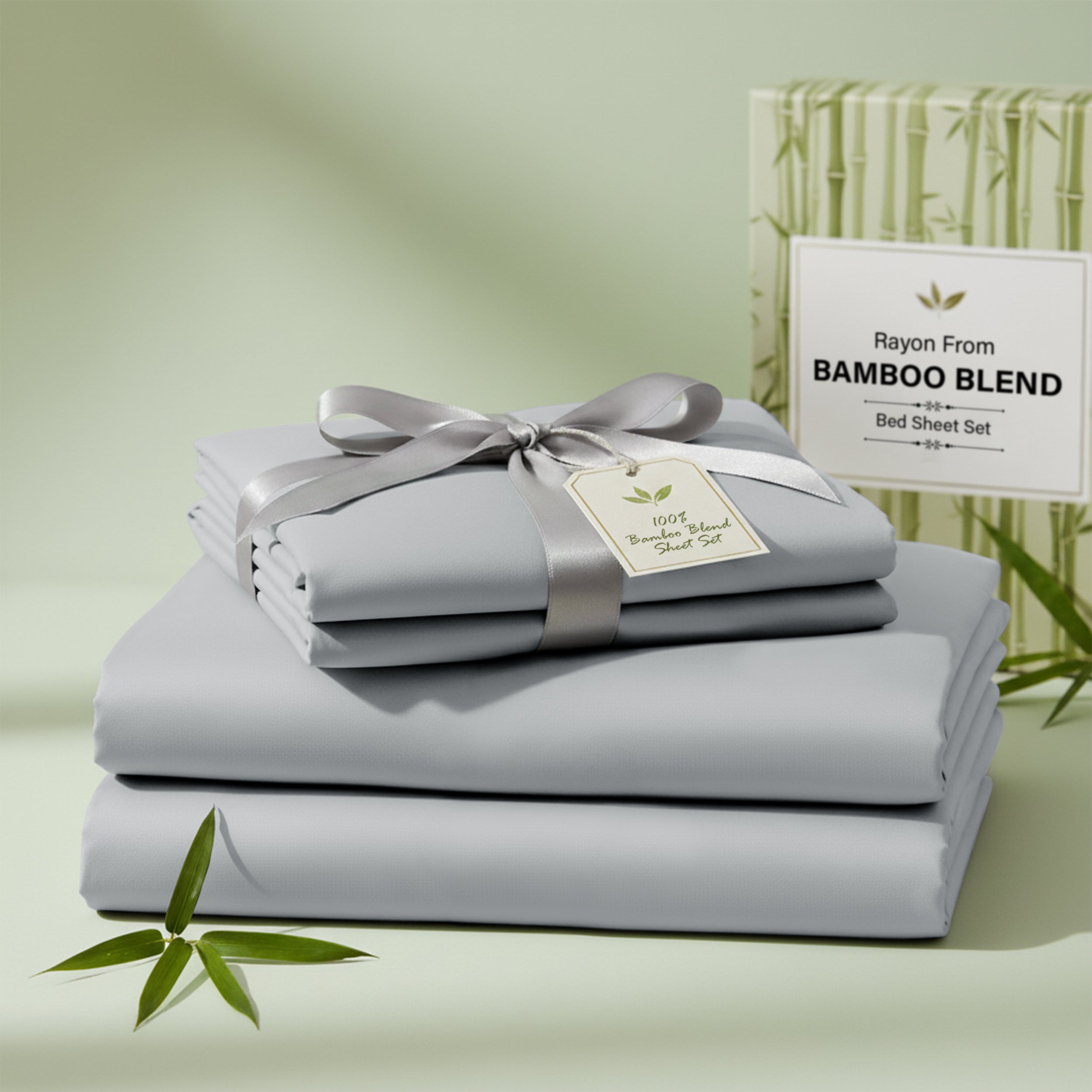 Bamboo Blend Bed Sheet Set 4 Piece 30% Bamboo Viscose 70% Polyester Cooling Deep Pocket 16 Inch Wrinkle-Resistant Moisture-Wicking Twin Full Queen King Cal King