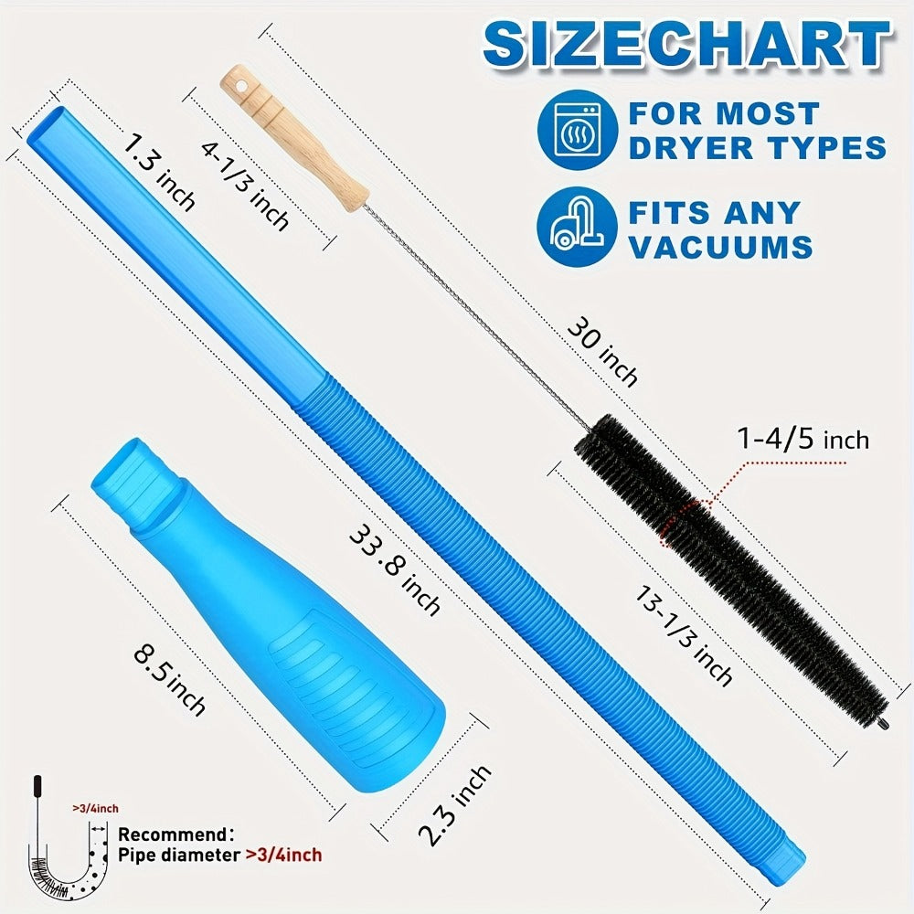 Dryer Vent Cleaner Kit 2pcs Flexible Lint Brush Vacuum Hose Attachment Power Lint Remover for Dryer Vent Refrigerator Coil Cleaning Home Appliance Maintenance