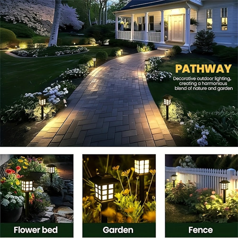Solar Garden Lights Outdoor Waterproof Landscape Pathway Lights Solar Powered LED Stake Lights for Yard Patio Walkway Holiday Decor Warm White Colorful