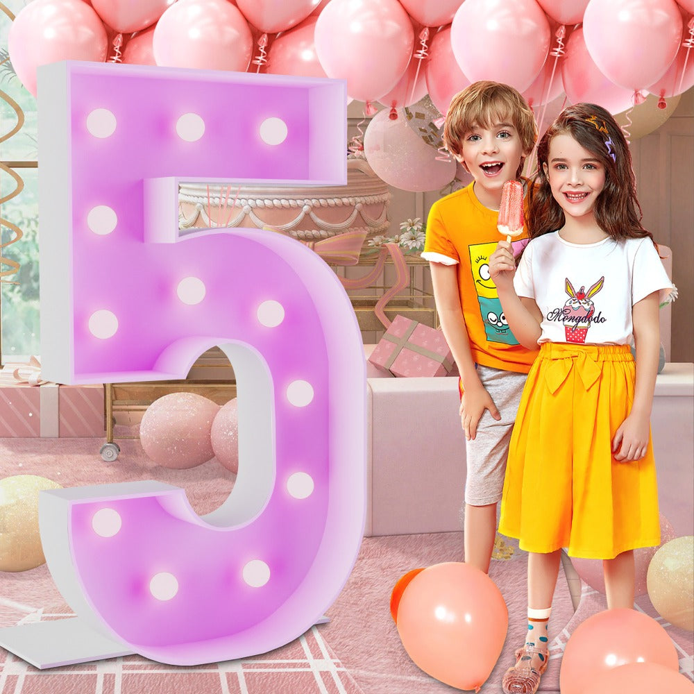 Marquee Number Lights 4 Feet Tall LED Light Up Numbers 0-9 20 for Birthday Party Anniversary Graduation Decoration 11 Colors 3 Flash Modes Foam Board String Lights Included