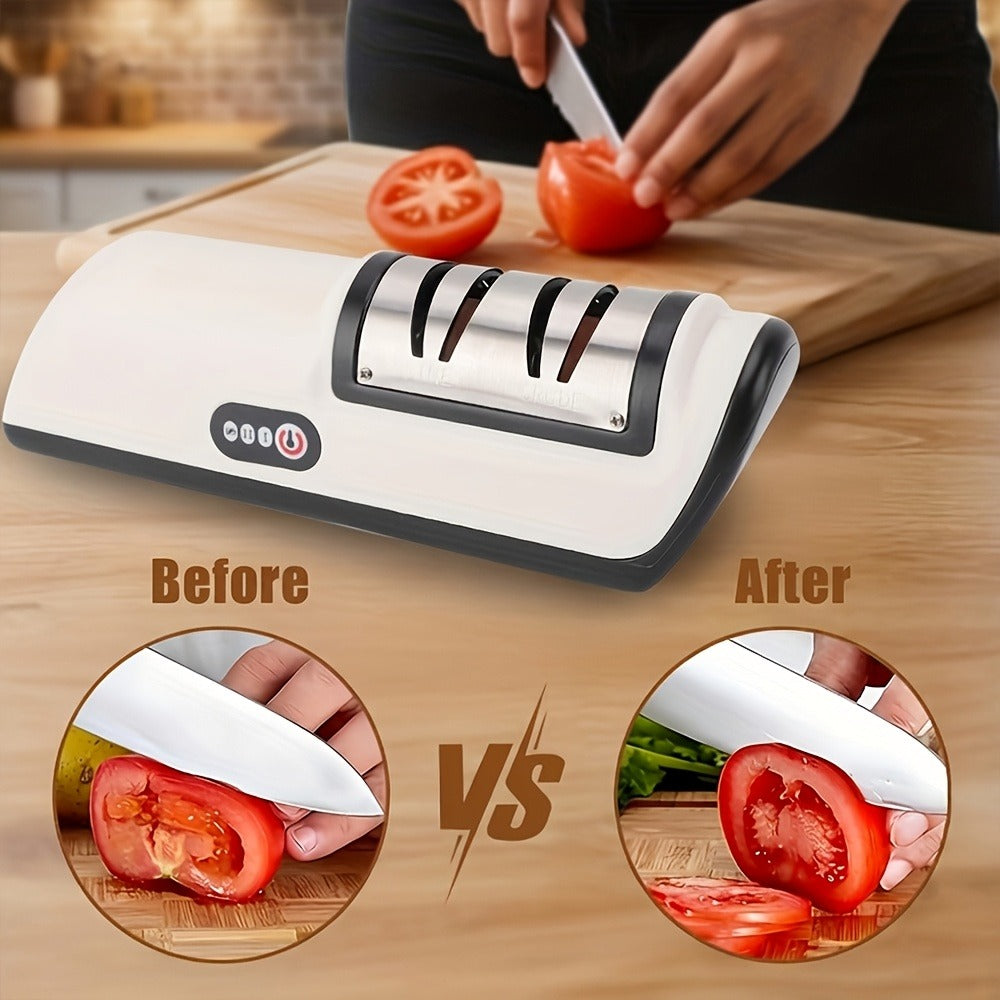 Electric Knife Sharpener 2-Stage ¨C Automatic Professional Kitchen Knife Sharpener with Built-In Guides & Sanding Wheel for All Knives, Santoku, Fillet, Chef & Hunting Blades