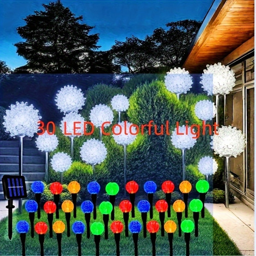 Solar LED Garden Path Lights 30pcs Bubble Shape | Auto On at Night | Waterproof Outdoor Stake Lights | Colorful & Warm White | Lawn Landscape Lights for Garden Patio Wedding Party Festival