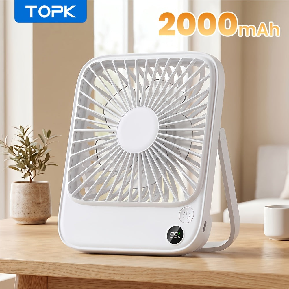 USB Desk Fan Battery Operated | 2000mAh & 5000mAh Rechargeable Mini Personal Fan, 4-Speed Adjustable, 180¡ã Tilt & Foldable, Ultra-Quiet Strong Airflow for Office, Bedroom & Desktop Use ¨C Black, Pink, White